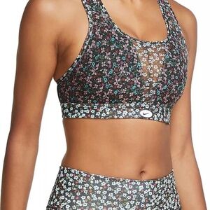 Nike Women's Floral Sports Bra - Black and Multicolor